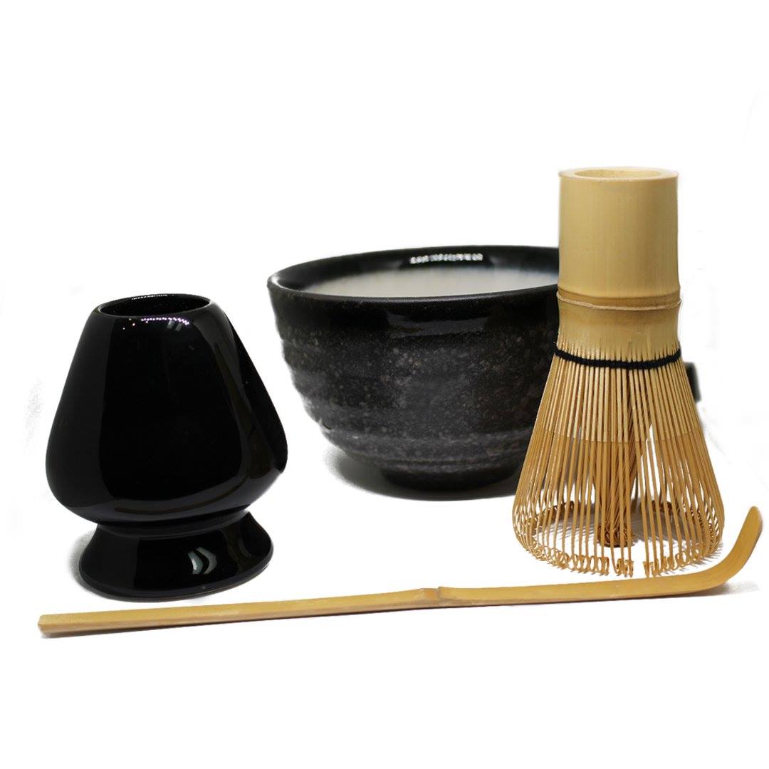 Japanese Matcha Set, Matcha Whisk, Traditional , Matcha Bowl, Ceramic Whisk  Holder, Matcha Ceremony White and Black 